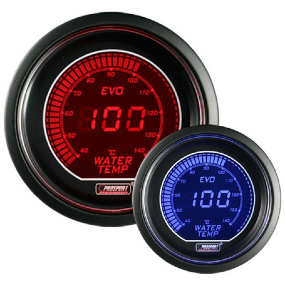 Prosport manometro temperatura acqua serie EVO(bar, 52mm, blu/rosso) 