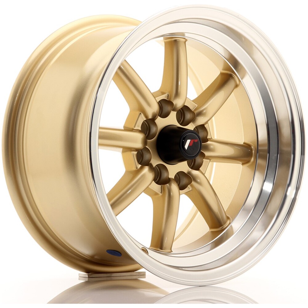 JR Wheels JR19 15x8 ET0 4x100/114 Gold w/ Machined Lip