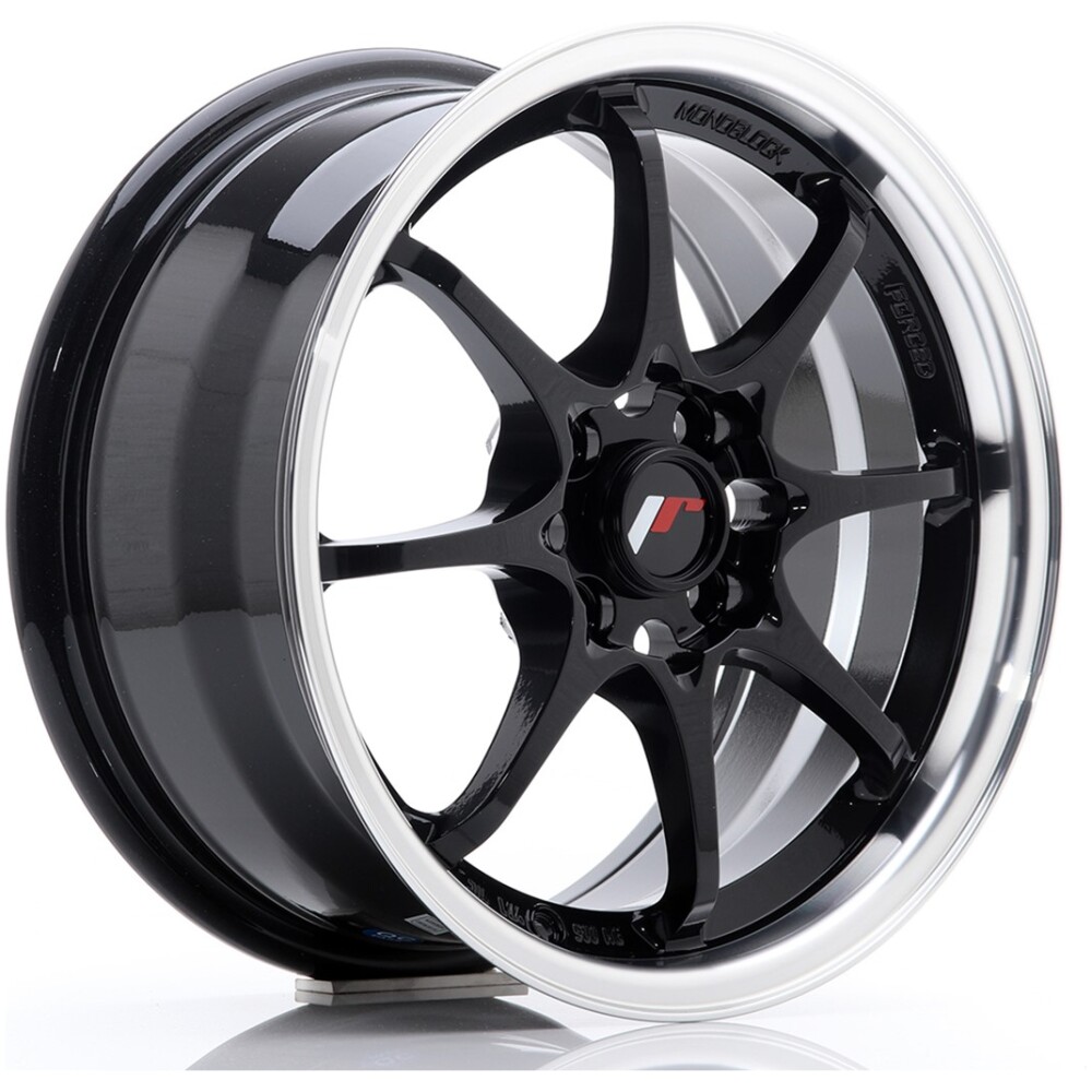 JR Wheels JR5 15x7 ET35 4x100 Gloss Black w/ Machined Lip