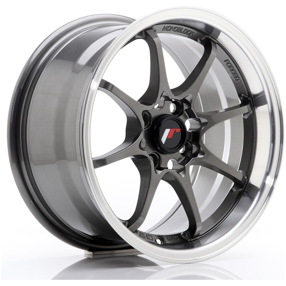 JR Wheels JR5 15x8 ET28 4x100 Gun Metal w/ Machined Lip