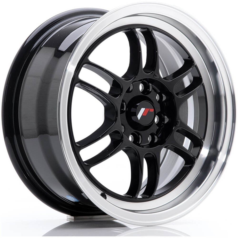 JR Wheels JR7 15x7 ET38 4x100/114 Gloss Black w/ Machined Lip