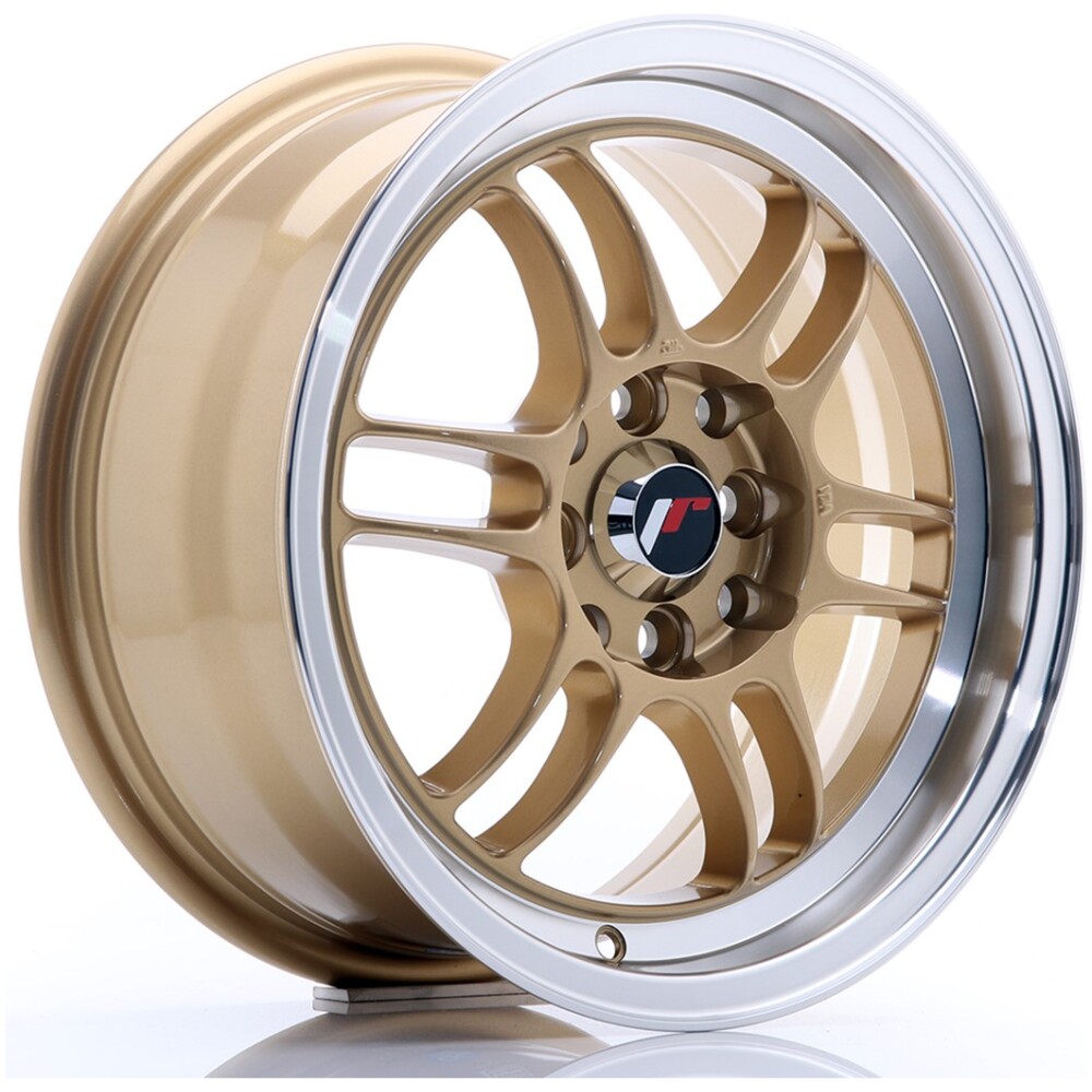 JR Wheels JR7 15x7 ET38 4x100/114 Gold w/ Machined Lip