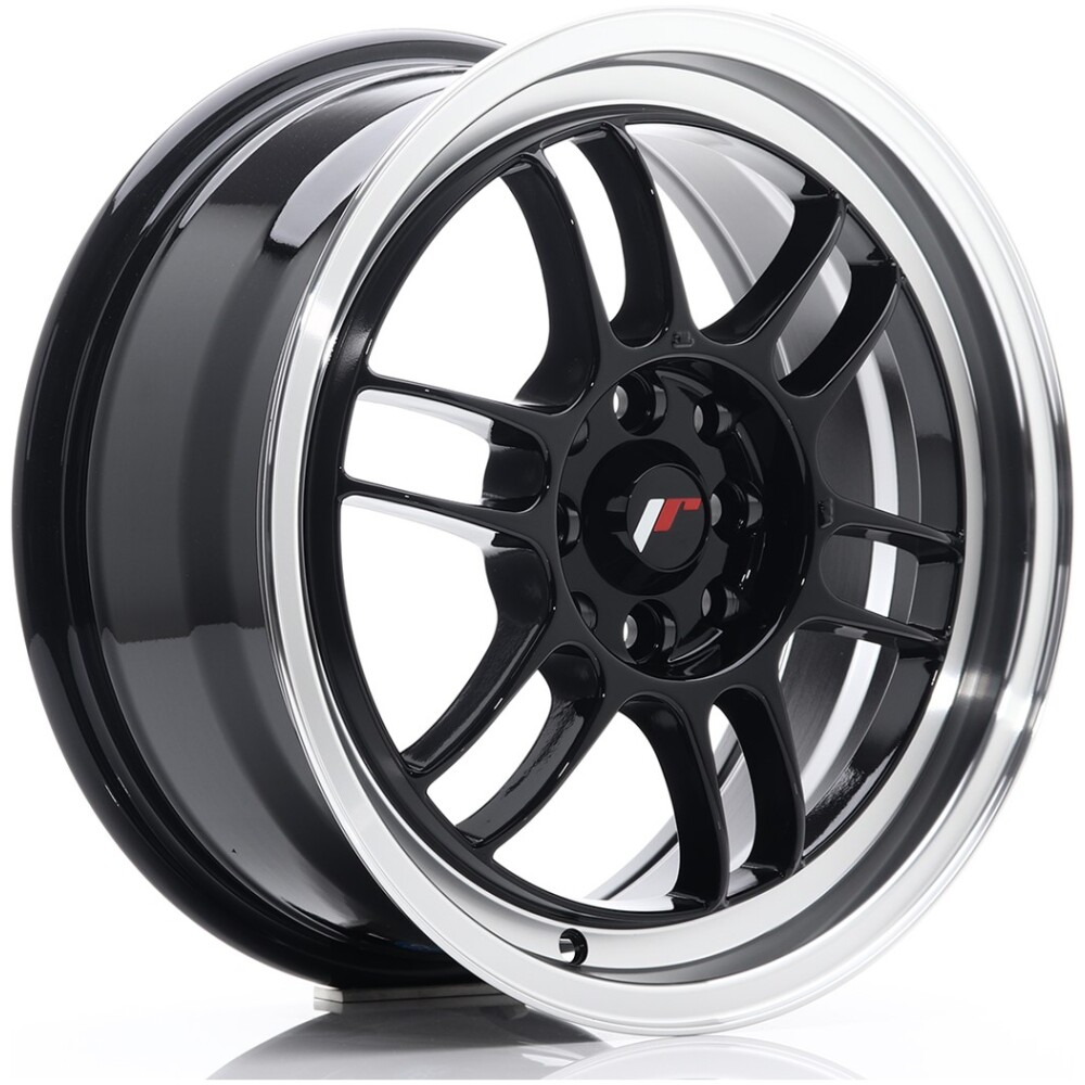 JR Wheels JR7 16x7 ET38 4x100/114 Gloss Black w/ Machined Lip