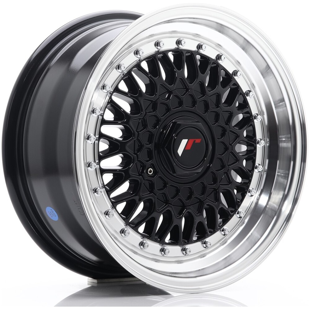 JR Wheels JR9 15x7 ET20 4x100/108 Gloss Black w/ Machined Lip