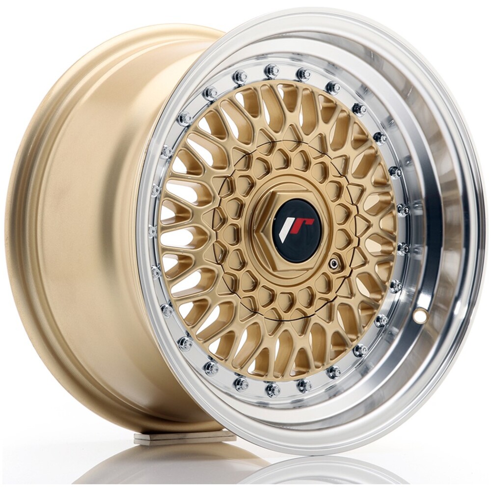 JR Wheels JR9 15x8 ET20 BLANK Gold w/ Machined Lip