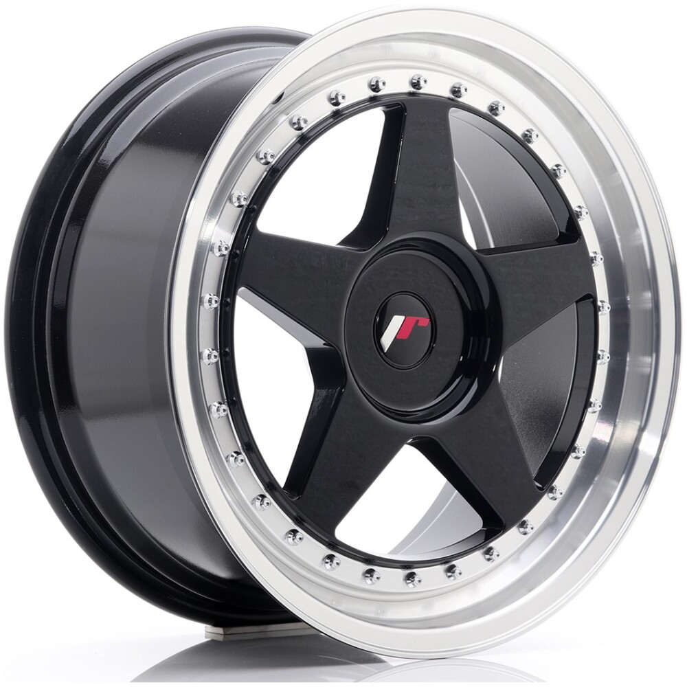 JR Wheels JR6 18x8,5 ET20-40 BLANK Gloss Black w/ Machined Lip