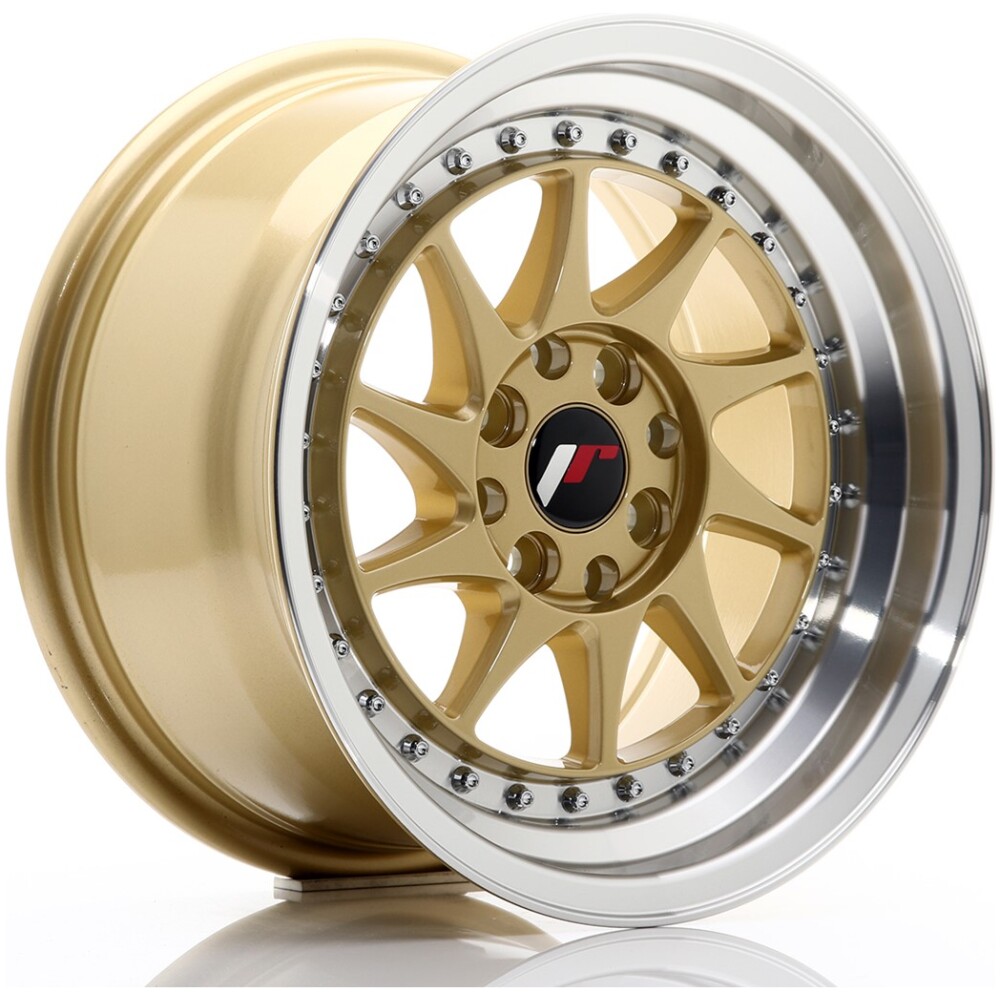 JR Wheels JR26 15x8 ET25 4x100/108 Gold w/ Machined Lip