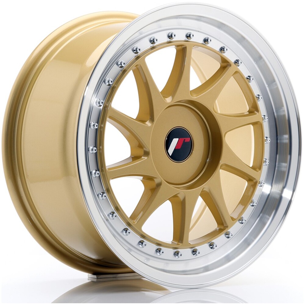 JR Wheels JR26 17x8 ET35 BLANK Gold w/ Machined Lip