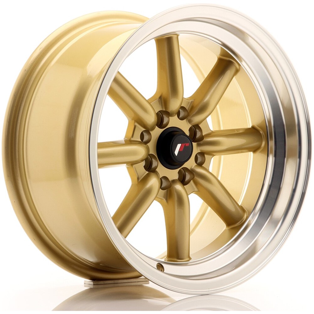 JR Wheels JR19 16x8 ET0 4x100/114 Gold w/ Machined Lip