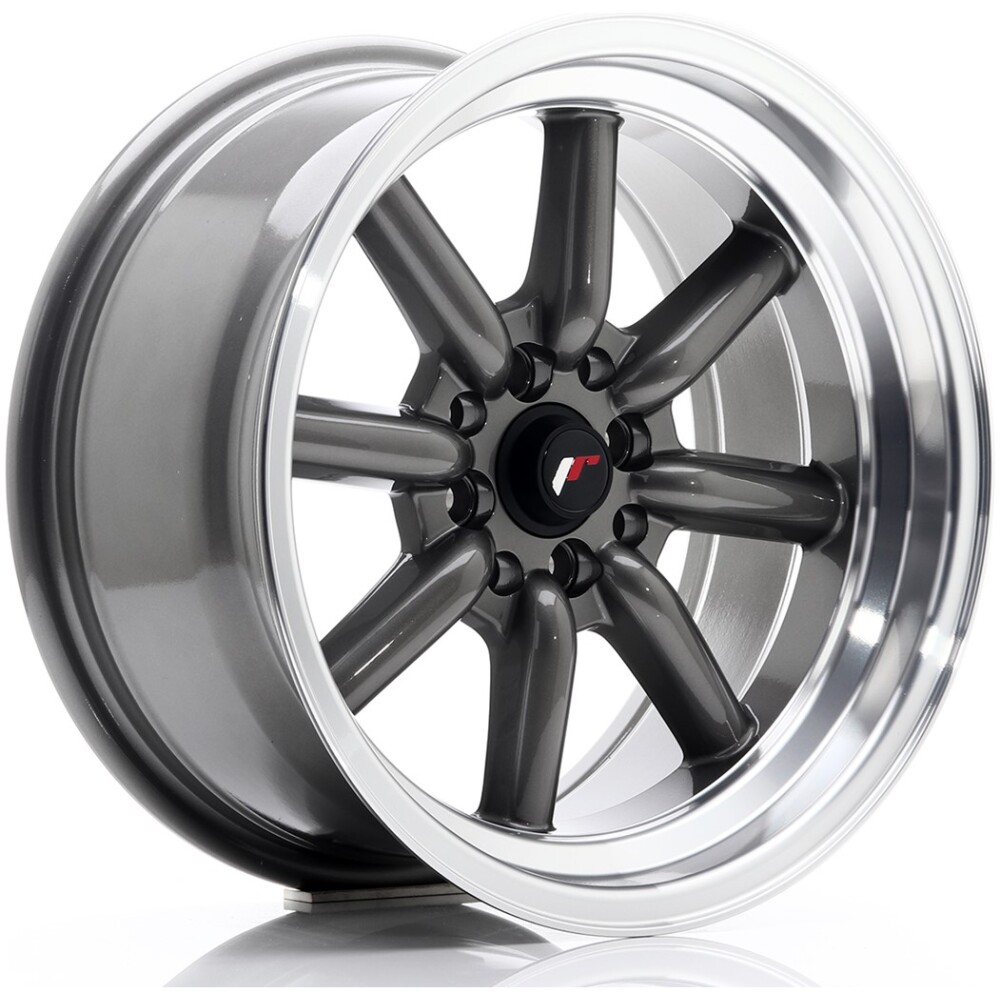 JR Wheels JR19 16x8 ET0 4x100/114 Gun Metal w/ Machined Lip