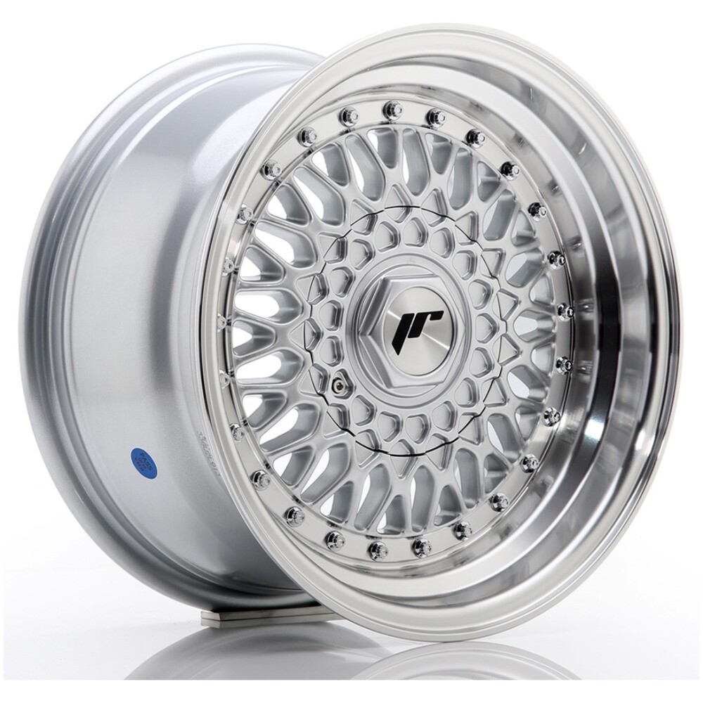 JR Wheels JR9 15x8 ET20 4x100/108 Silver w/ Machined Lip+Silver Rivets