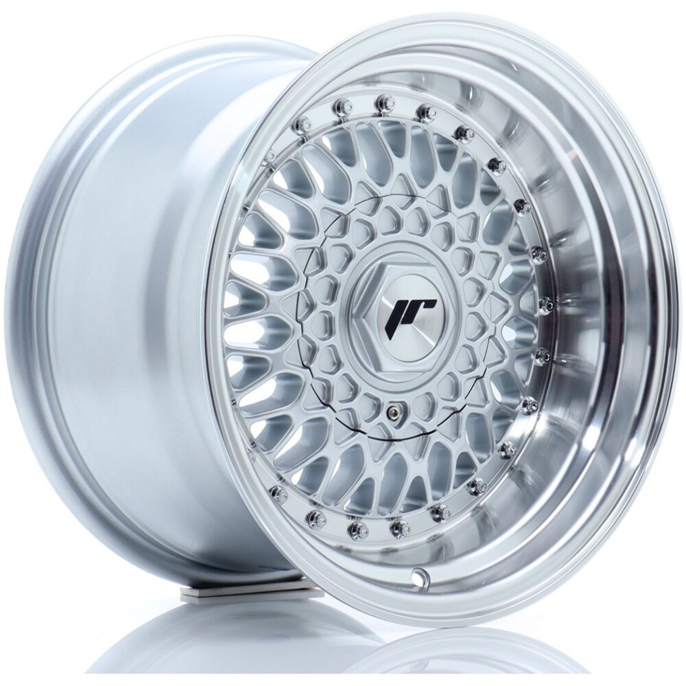 JR Wheels JR9 15x9 ET10 4x100/108 Silver w/ Machined Lip+Silver Rivets