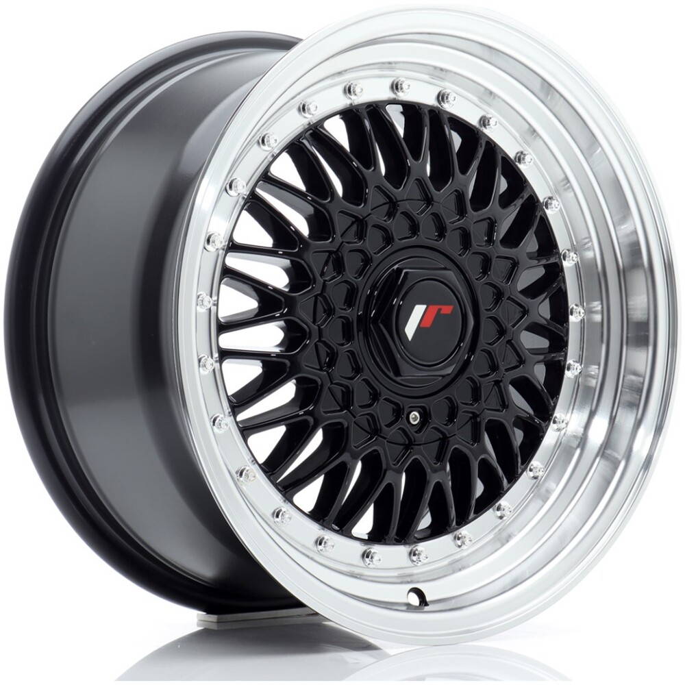 JR Wheels JR9 16x8 ET25 BLANK Gloss Black w/ Machined Lip