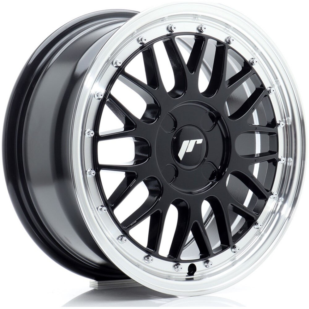 JR Wheels JR23 16x7 ET20-45 4H BLANK Gloss Black w/ Machined Lip