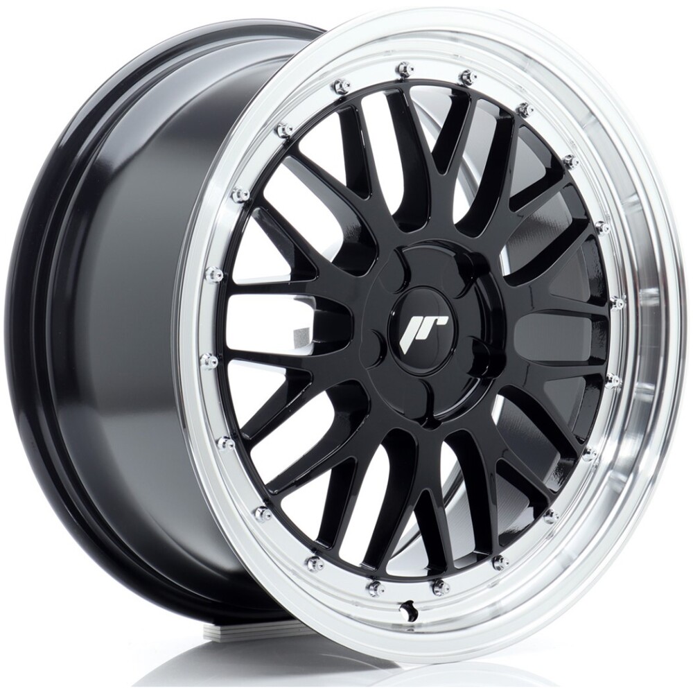 JR Wheels JR23 18x8 ET20-42 5H BLANK Gloss Black w/ Machined Lip