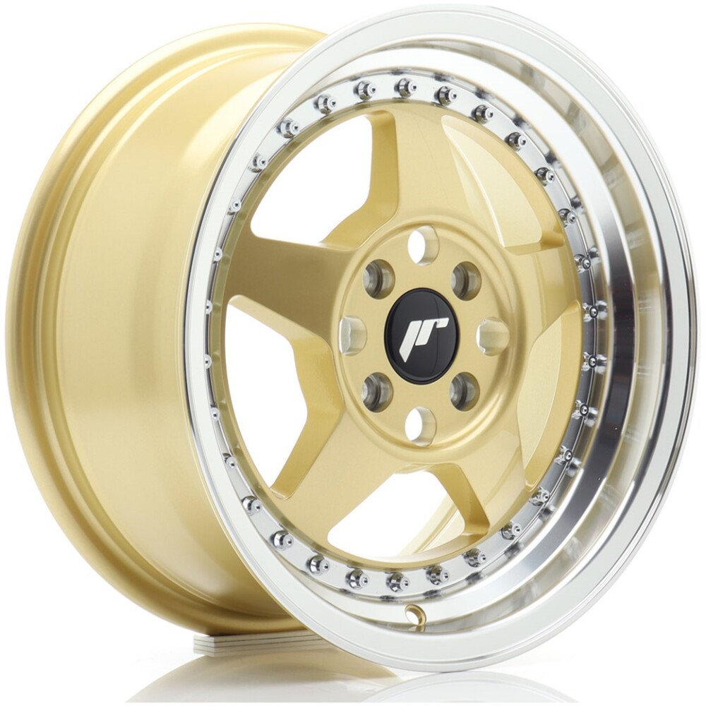 JR Wheels JR6 15x7 ET35 4x100 Gold w/ Machined Lip