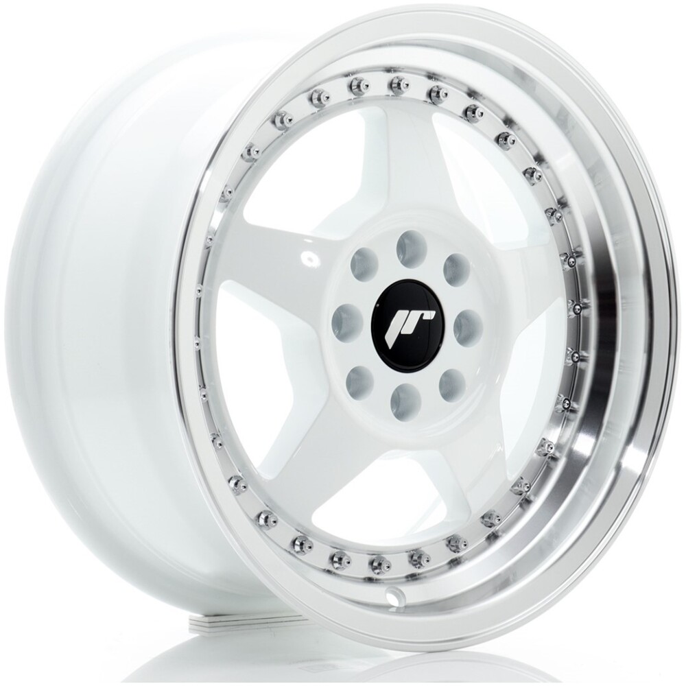 JR Wheels JR6 15x7 ET25 4x100/108 White w/ Machined Lip