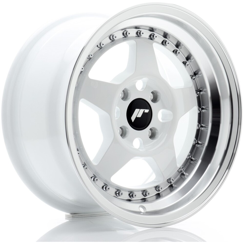 JR Wheels JR6 15x8 ET25 4x100 White w/ Machined Lip