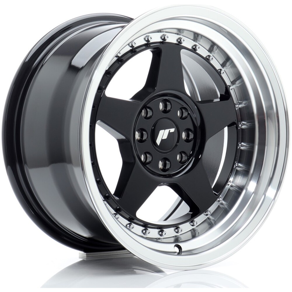 JR Wheels JR6 16x9 ET20 4x100/108 Gloss Black w/ Machined Lip