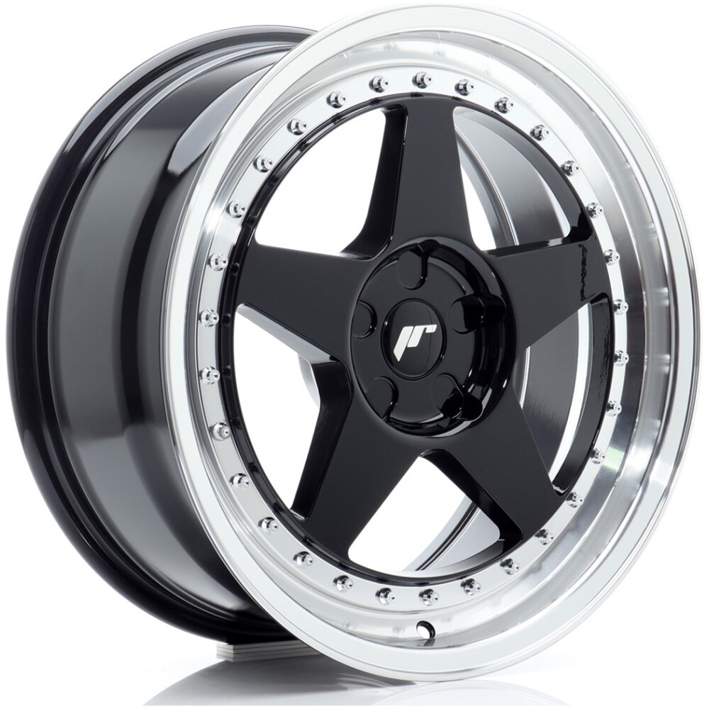 JR Wheels JR6 18x8 ET20-35 5H BLANK Gloss Black w/ Machined Lip