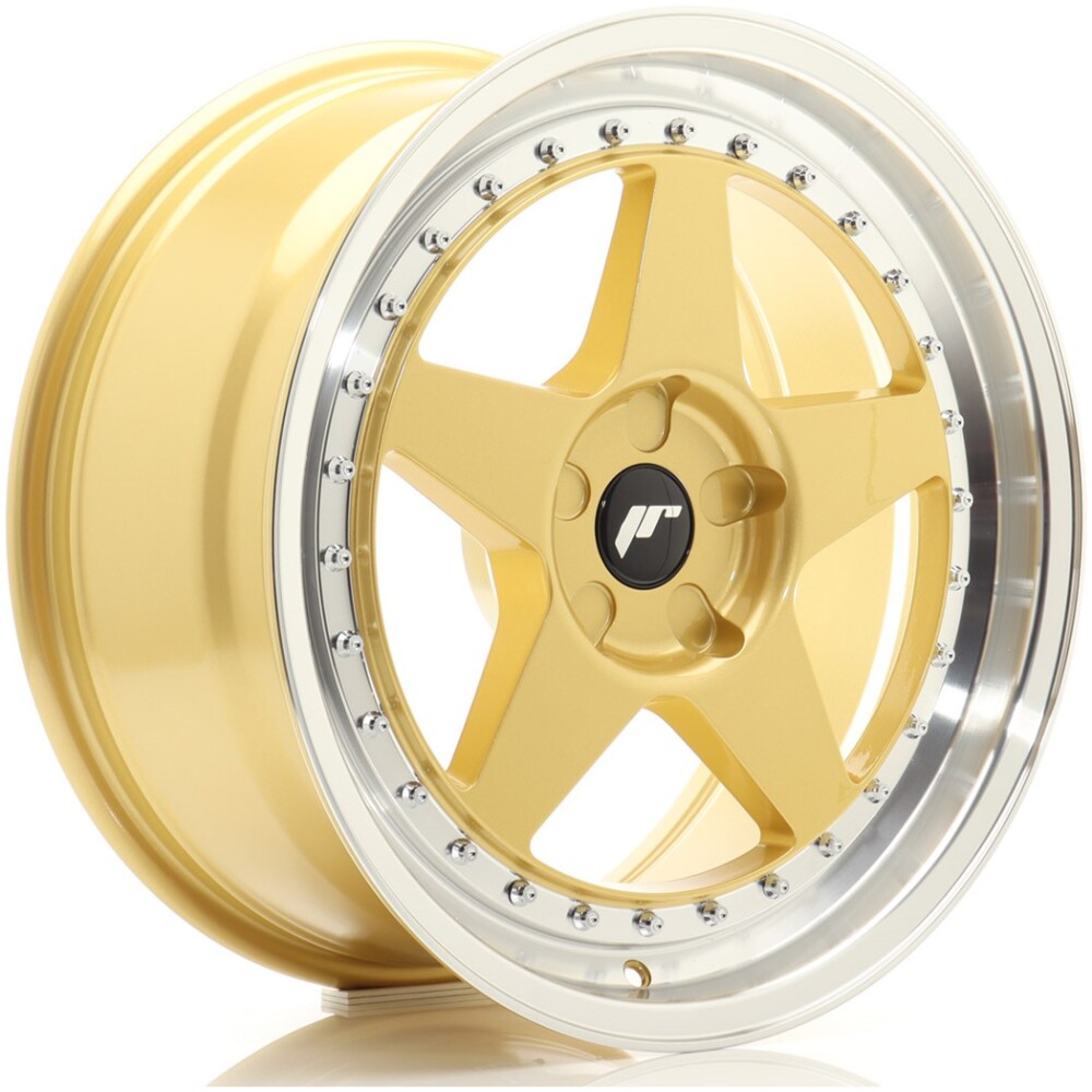 JR Wheels JR6 18x8 ET20-35 5H BLANK Gold w/ Machined Lip