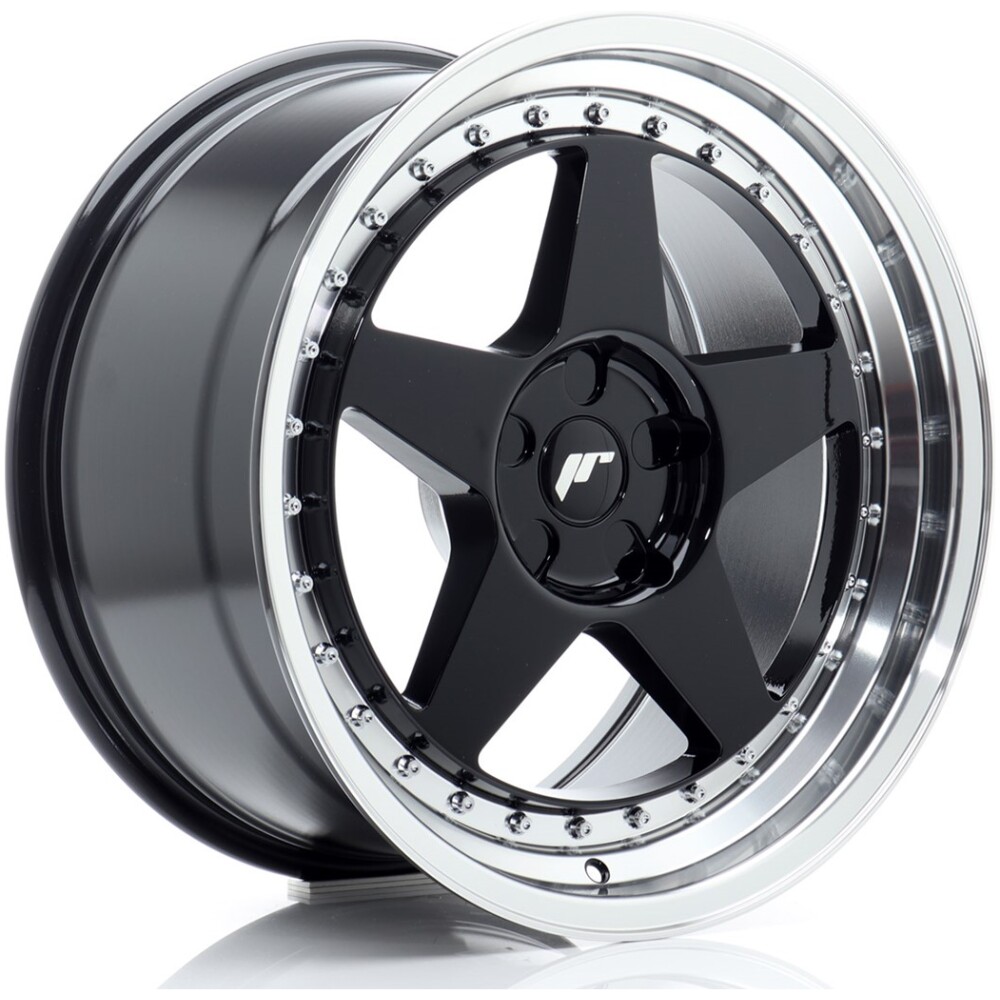 JR Wheels JR6 18x9 ET20-35 5H BLANK Gloss Black w/ Machined Lip