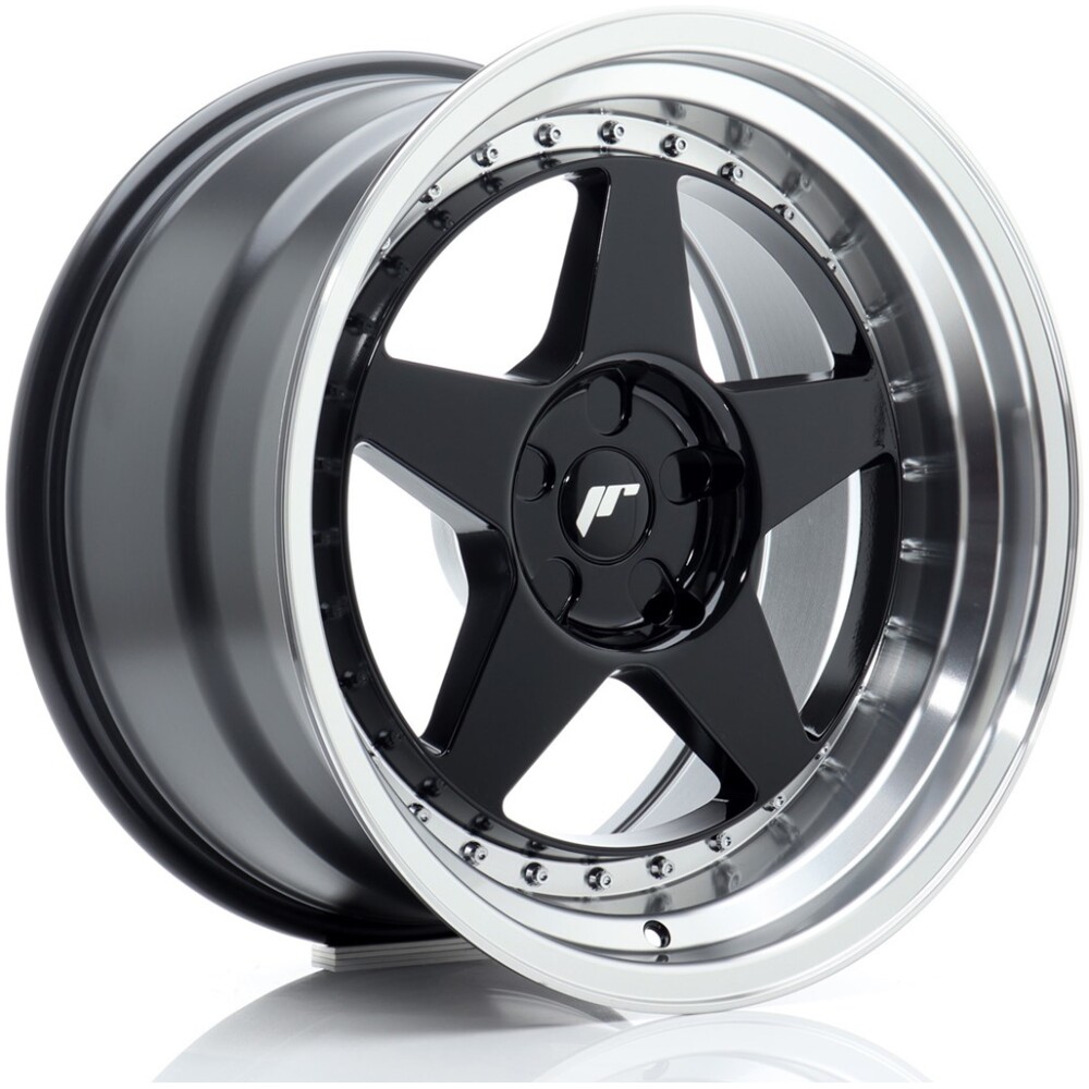 JR Wheels JR6 18x10 ET0-25 5H BLANK Gloss Black w/ Machined Lip