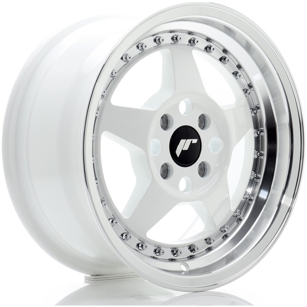 JR Wheels JR6 15x7 ET35 4x100 White w/ Machined Lip