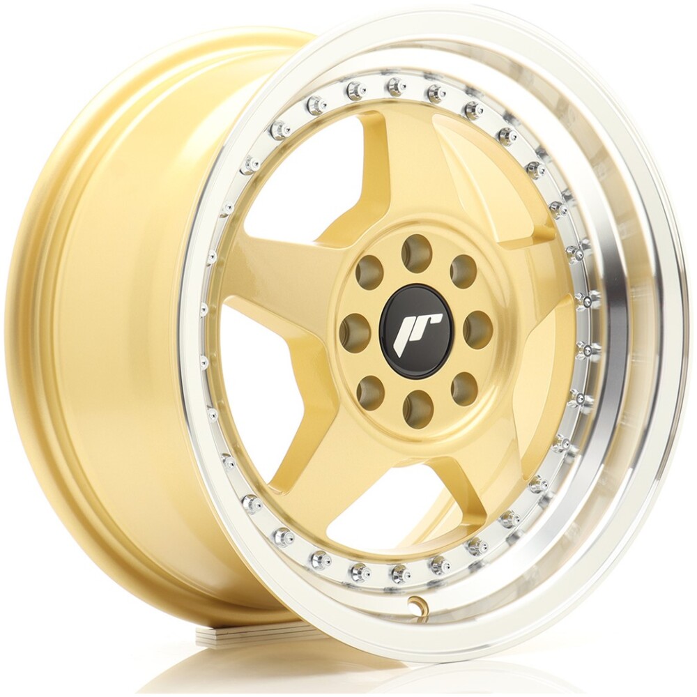 JR Wheels JR6 15x7 ET25 4x100/108 Gold w/ Machined Lip