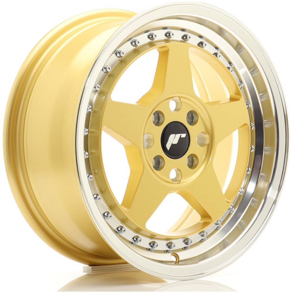 JR Wheels JR6 16x7 ET35 4x100 Gold w/ Machined Lip