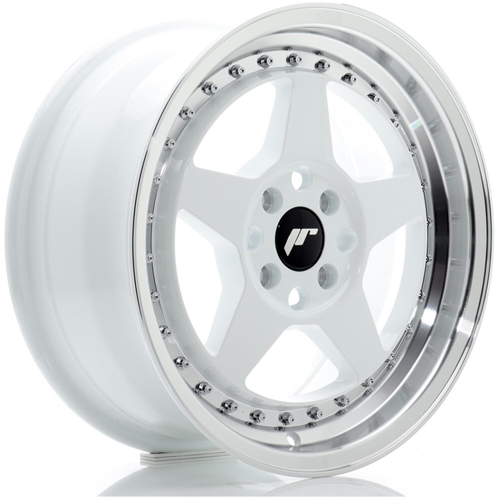 JR Wheels JR6 16x7 ET35 4x100 White w/ Machined Lip