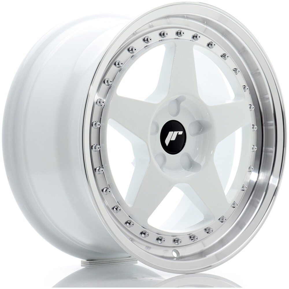 JR Wheels JR6 17x8 ET20-35 5H BLANK White w/ Machined Lip