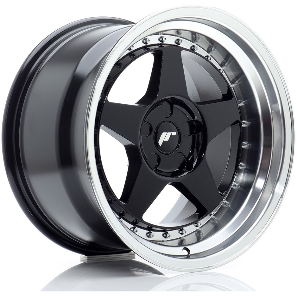 JR Wheels JR6 17x10 ET0-20 5H BLANK Gloss Black w/ Machined Lip