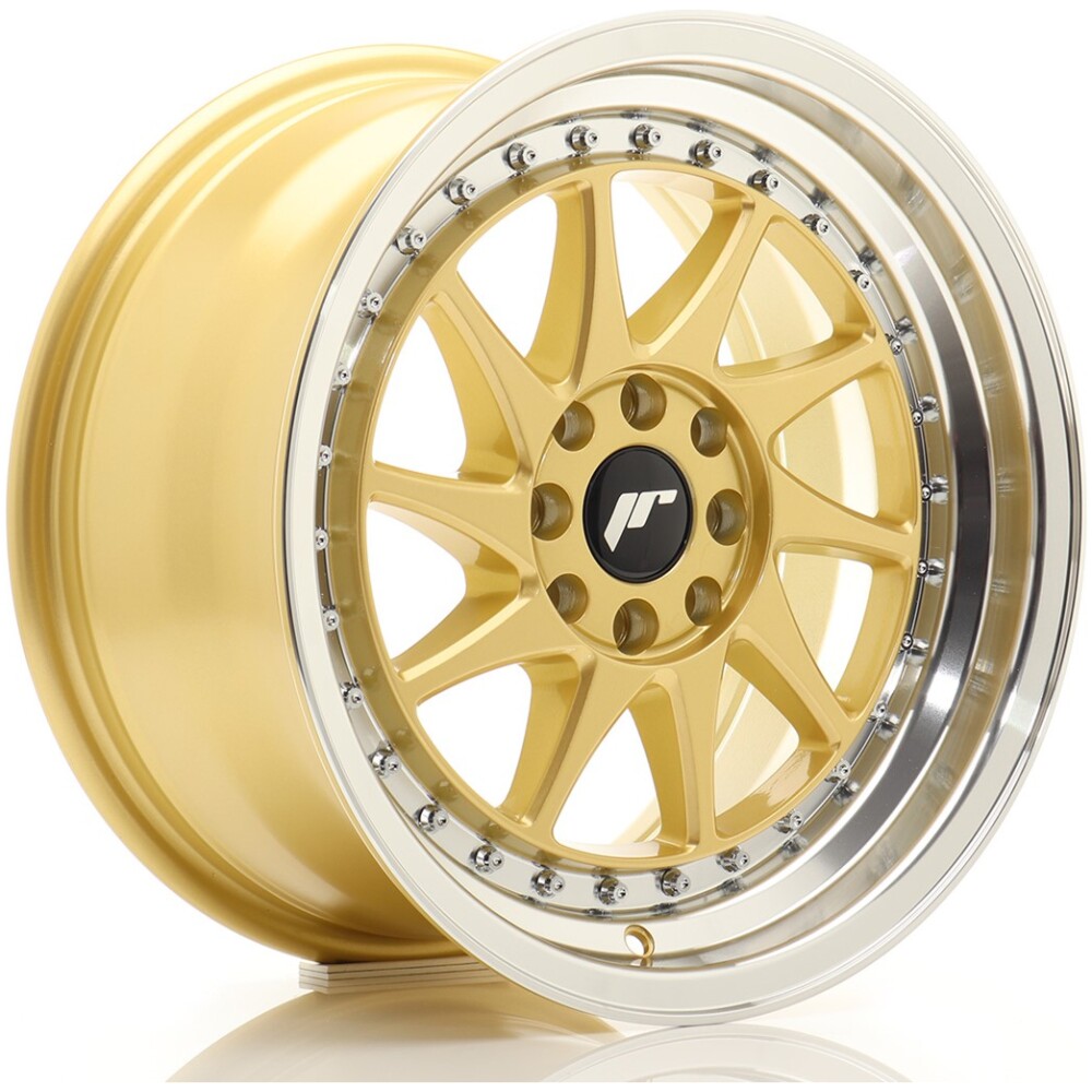 JR Wheels JR26 16x8 ET25 4x100/108 Gold w/ Machined Lip